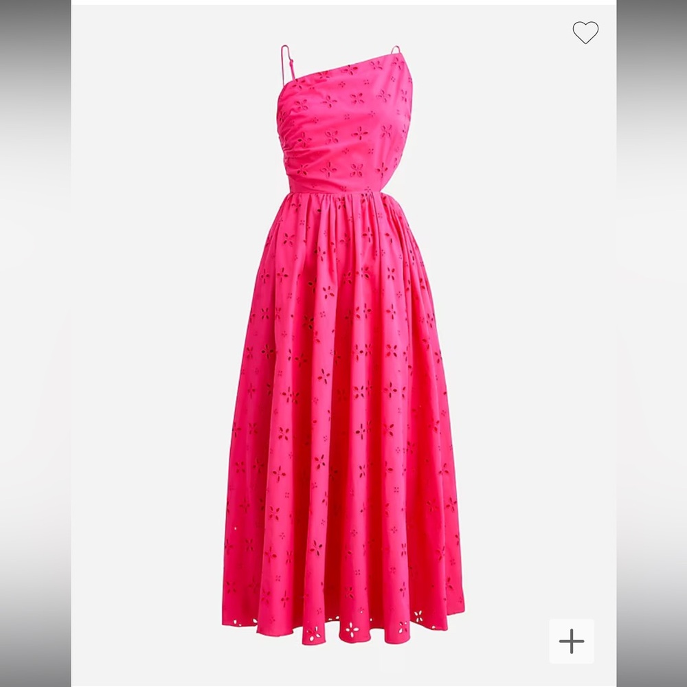NWOT J Crew Collection side-cutout eyelet midi dress pink